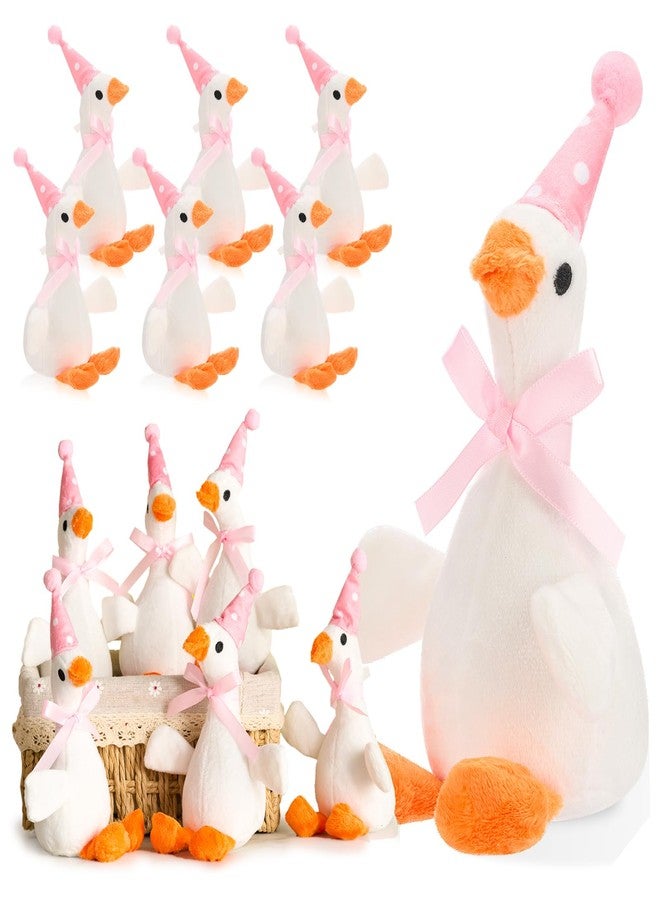Vertintong 12 Pcs Silly Goose Plush Stuffed Animal Toy Birthday Decorations 8 inch One Silly Goose Baby Shower Party Favor Soft Duck Stuffed Animal with Birthday Hat for Girls Funny Party Supplies - Image 1